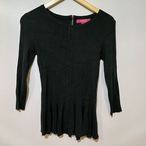 Catherine MaLandrino Women's Medium  Green Babydoll Flare Bottom‎ Stetch Top